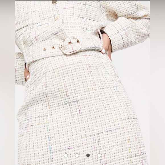 ASOS Petite Exaggerated Sleeve Boucle Blazer & Mini Skirt - Picture 5 of 16